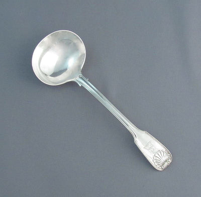 Fiddle Thread & Shell Pattern Silver Gravy Ladle - JH Tee Antiques