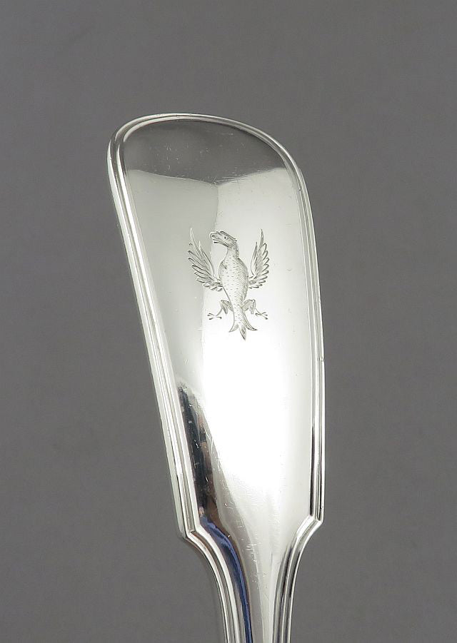 Fiddle Thread Pattern Silver Soup Ladle - JH Tee Antiques