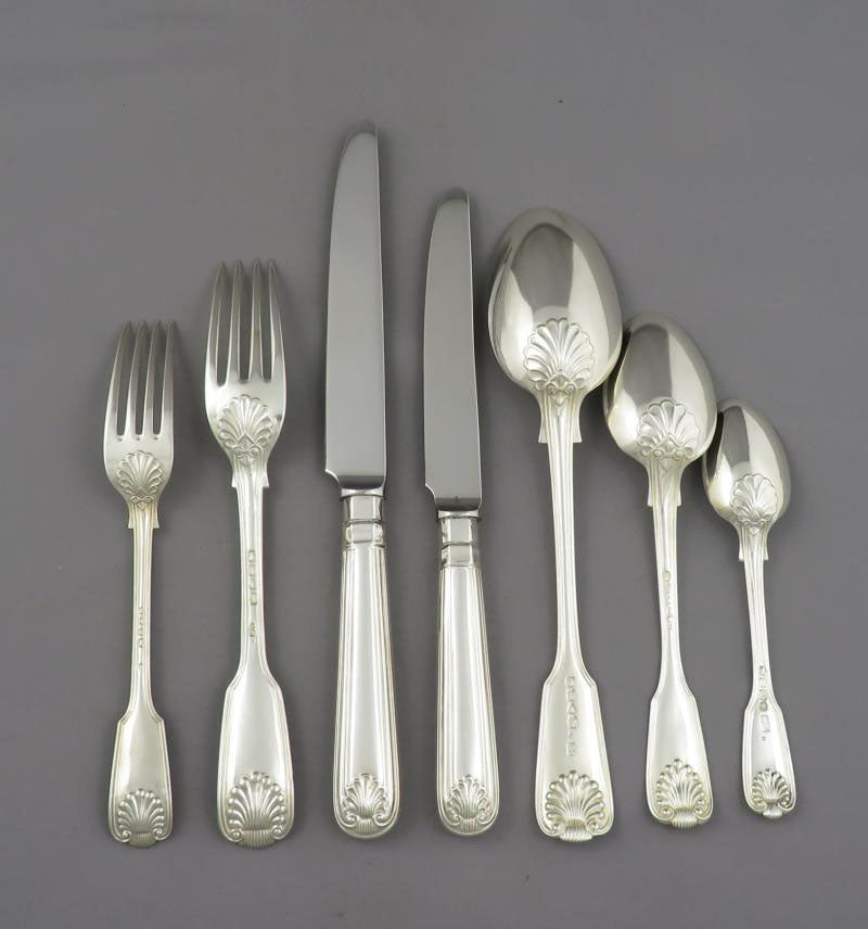 Fiddle Thread & Shell Silver Flatware Service | JH Tee Antiques