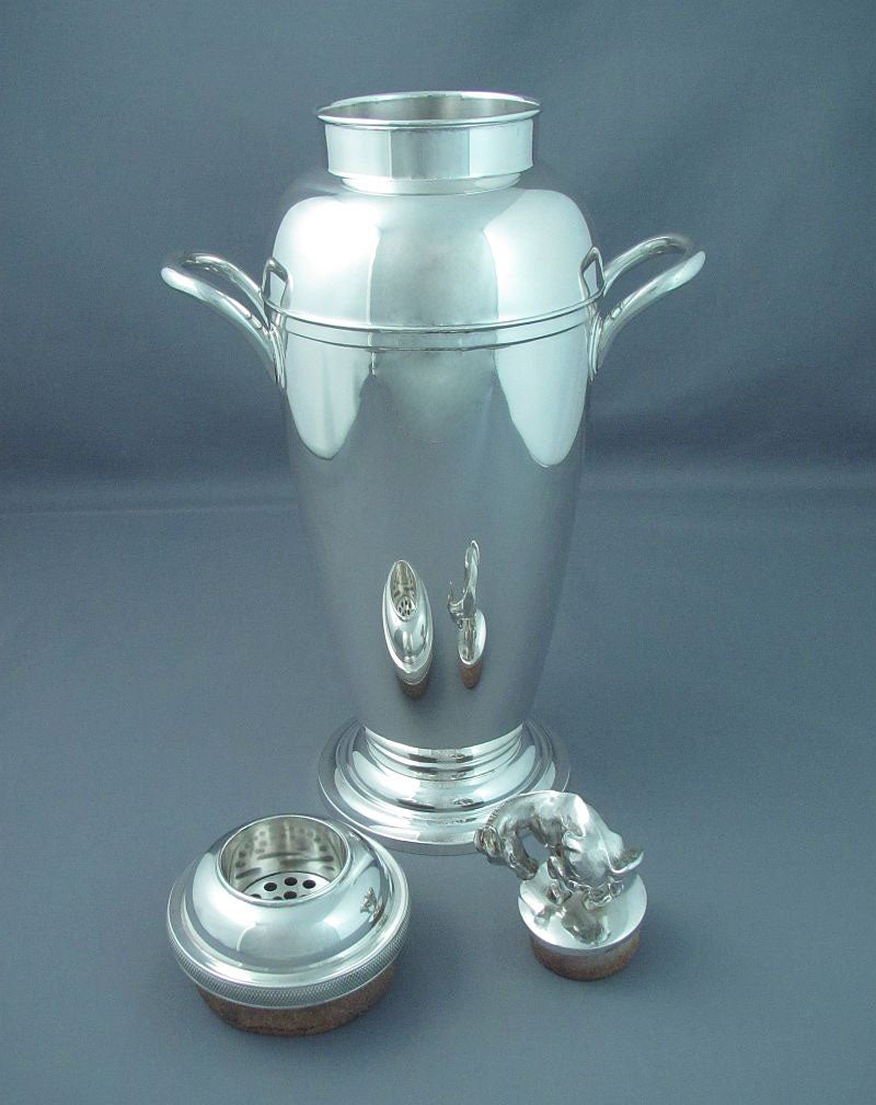 Massive Figural Sterling Silver Cocktail Shaker - JH Tee Antiques