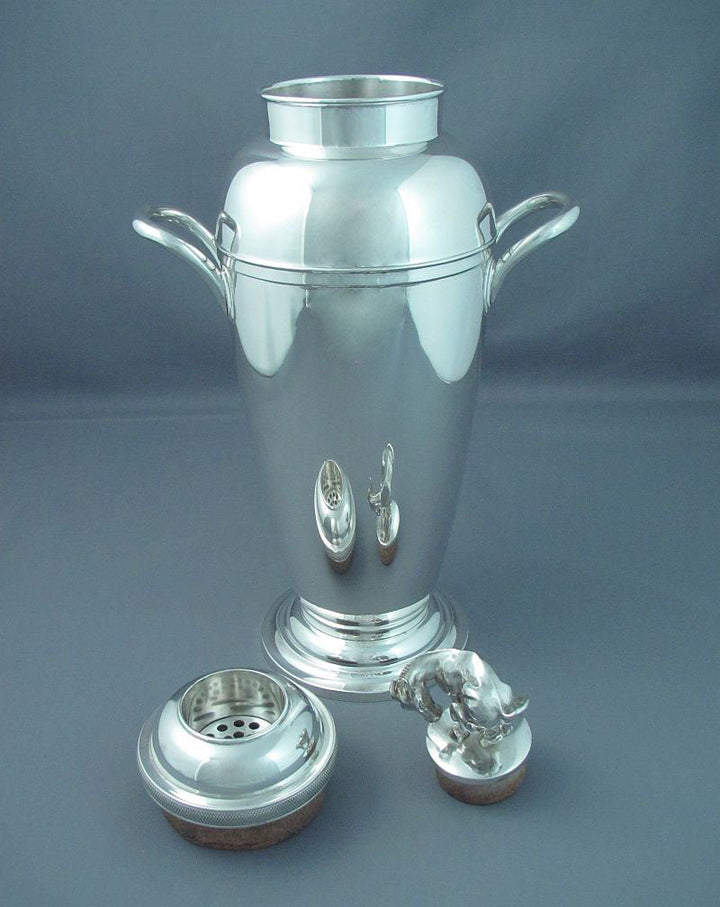 Massive Figural Sterling Silver Cocktail Shaker - JH Tee Antiques