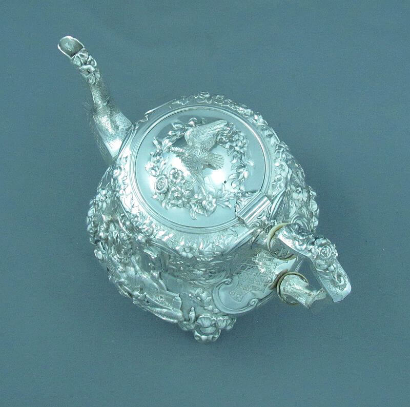 Figural Victorian Silver Tea Set - JH Tee Antiques