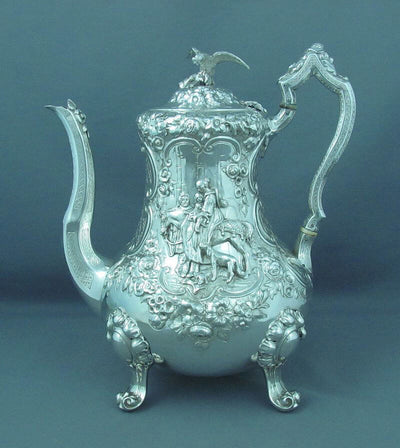 Figural Victorian Silver Tea Set - JH Tee Antiques