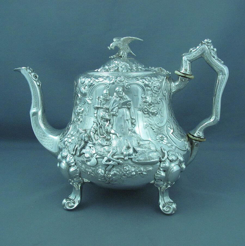 Figural Victorian Silver Tea Set - JH Tee Antiques