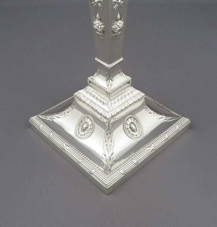 Edwardian Five Light Sterling Silver Candelabra - JH Tee Antiques