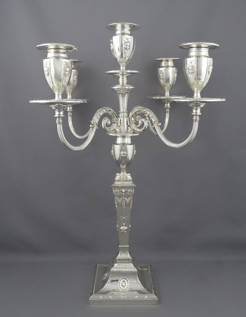 Edwardian Five Light Sterling Silver Candelabra - JH Tee Antiques