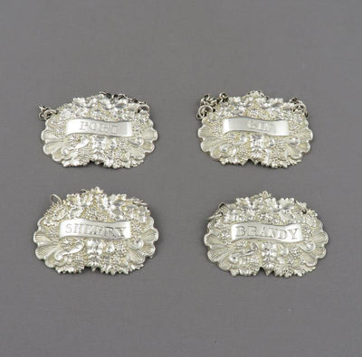 Four Victorian Sterling Silver Wine Labels - JH Tee Antiques