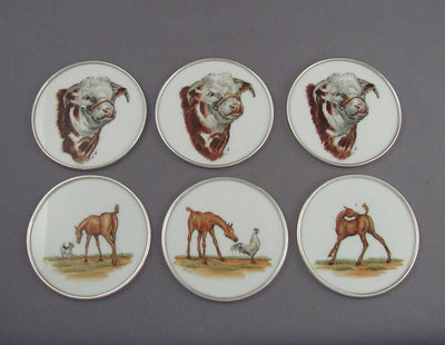 Set of 6 Frank Vosmansky Coasters - JH Tee Antiques