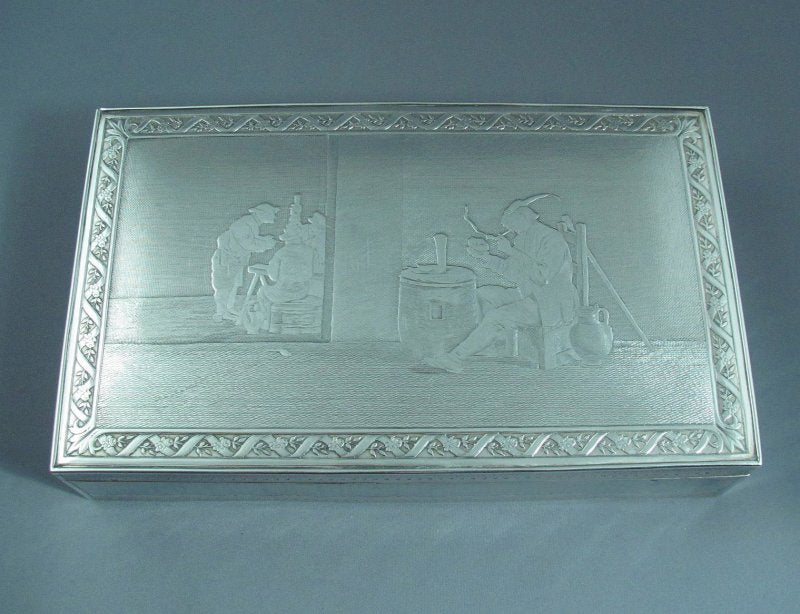 French 950 Silver Cigar Box - JH Tee Antiques