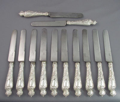 Set of Twelve French Rococo Dinner Knives - JH Tee Antiques