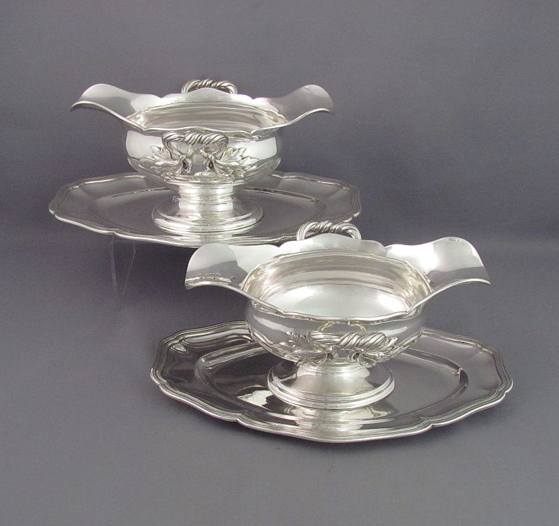 Pair of French 950 Silver Gravy Boats - JH Tee Antiques