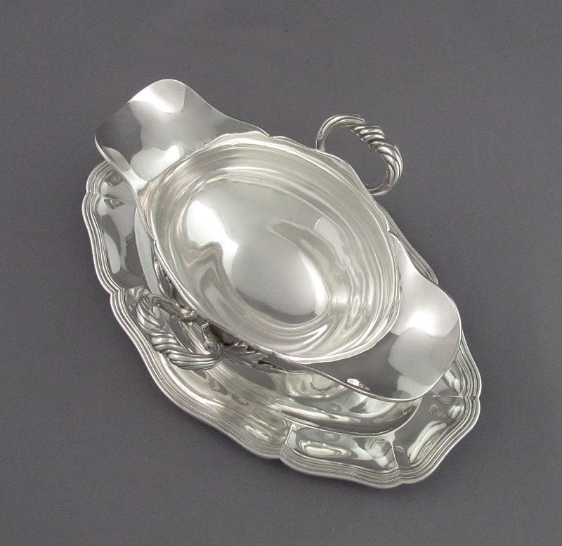 Pair of French 950 Silver Gravy Boats - JH Tee Antiques