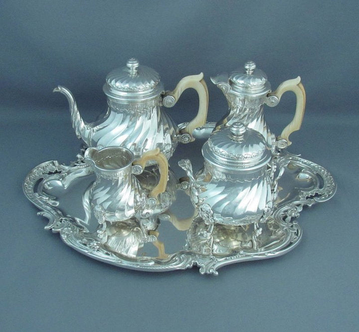 French Sterling Silver Bachelor Tea Set - JH Tee Antiques