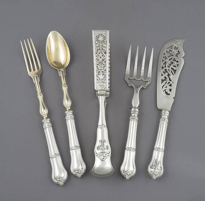 Massive French 950 Silver Flatware Set - JH Tee Antiques
