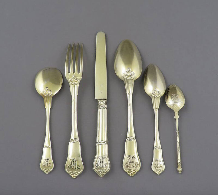 Massive French 950 Silver Flatware Set - JH Tee Antiques