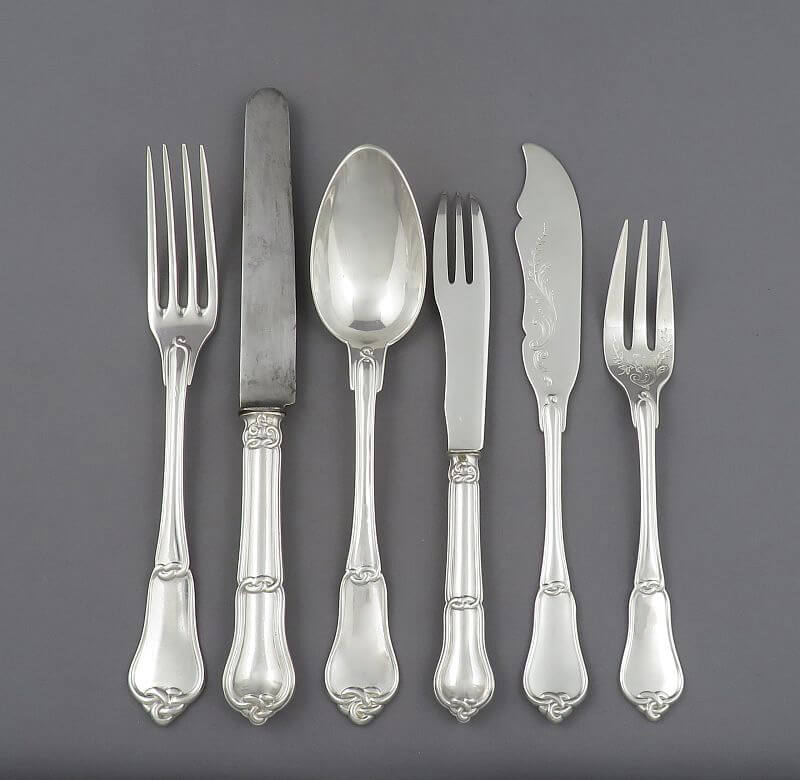 Massive French 950 Silver Flatware Set - JH Tee Antiques