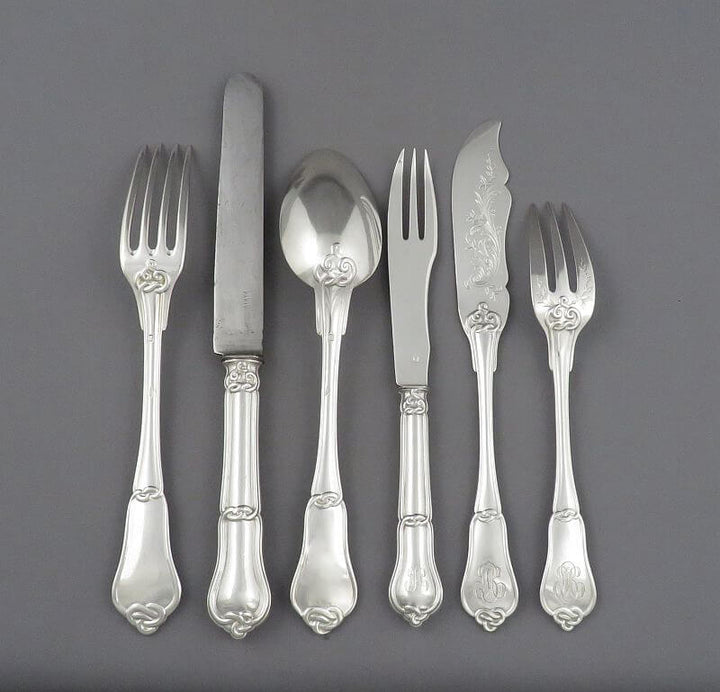 Massive French 950 Silver Flatware Set - JH Tee Antiques