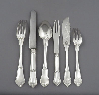 Massive French 950 Silver Flatware Set - JH Tee Antiques