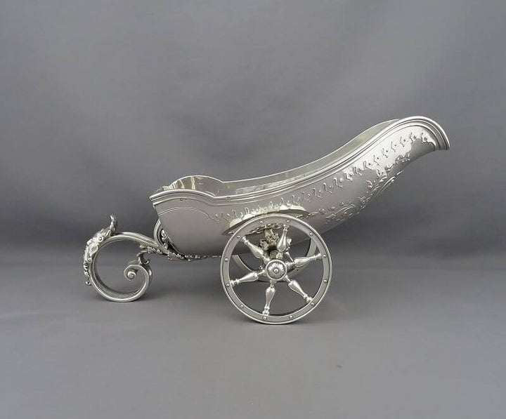 French Silver Wine Bottle Carriage - JH Tee Antiques