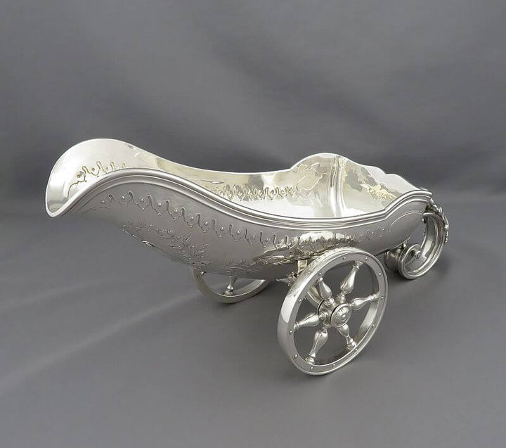 French Silver Wine Bottle Carriage - JH Tee Antiques