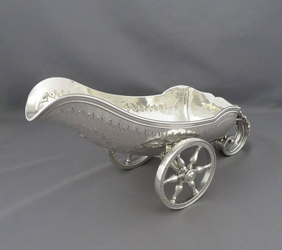 French Silver Wine Bottle Carriage - JH Tee Antiques