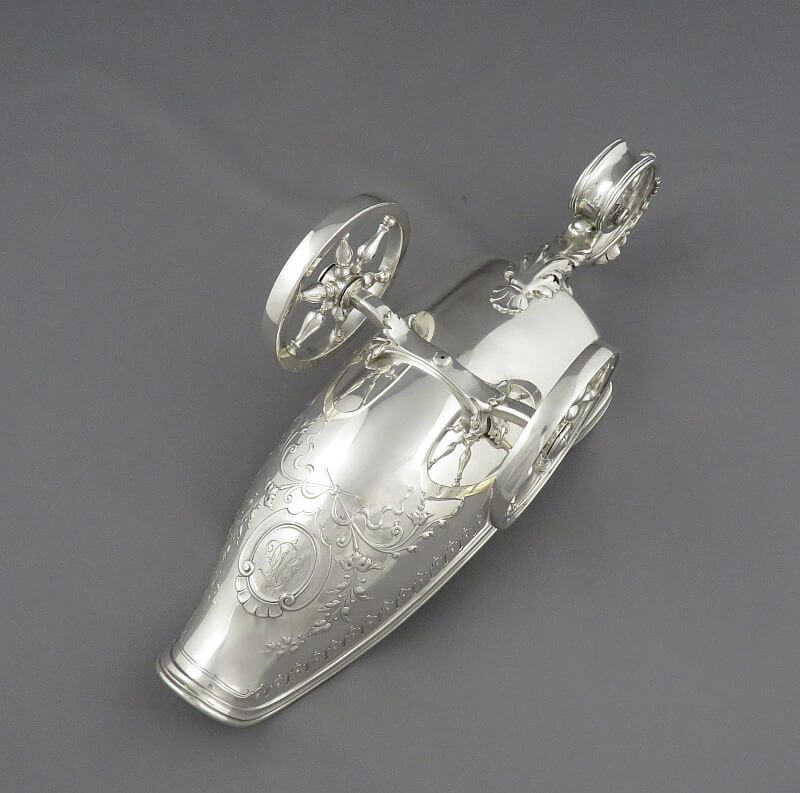 French Silver Wine Bottle Carriage - JH Tee Antiques