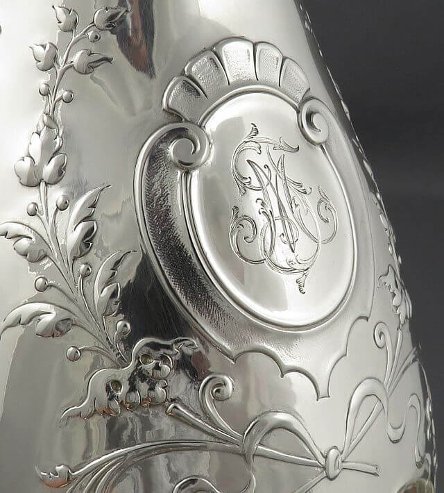 French Silver Wine Bottle Carriage - JH Tee Antiques