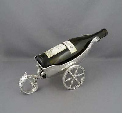 French Silver Wine Bottle Carriage - JH Tee Antiques