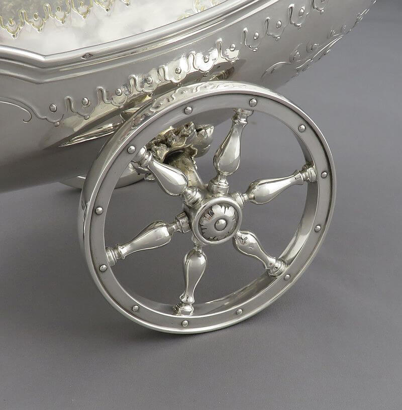 French Silver Wine Bottle Carriage - JH Tee Antiques