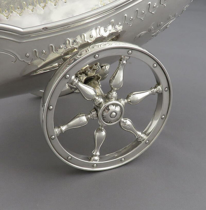French Silver Wine Bottle Carriage - JH Tee Antiques