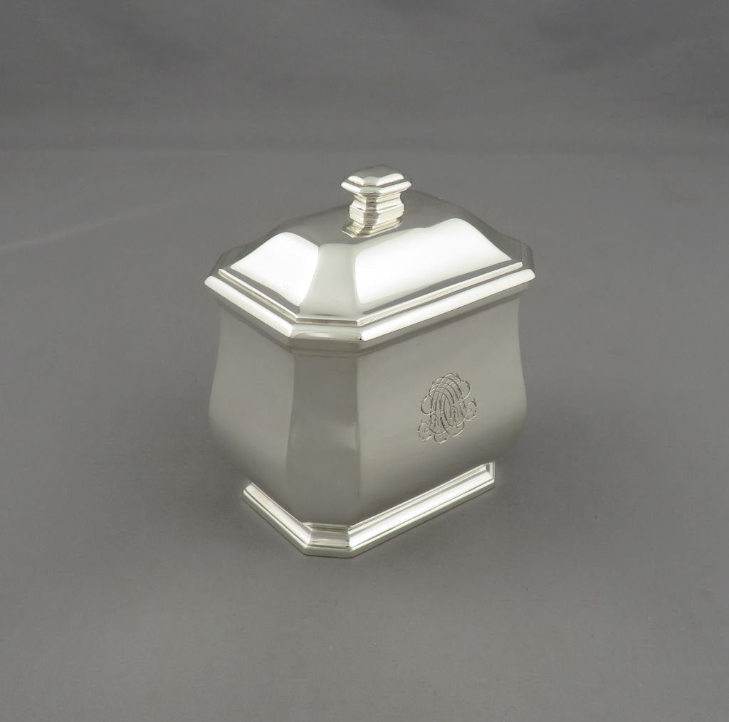 French 950 Silver Tea Caddy - JH Tee Antiques