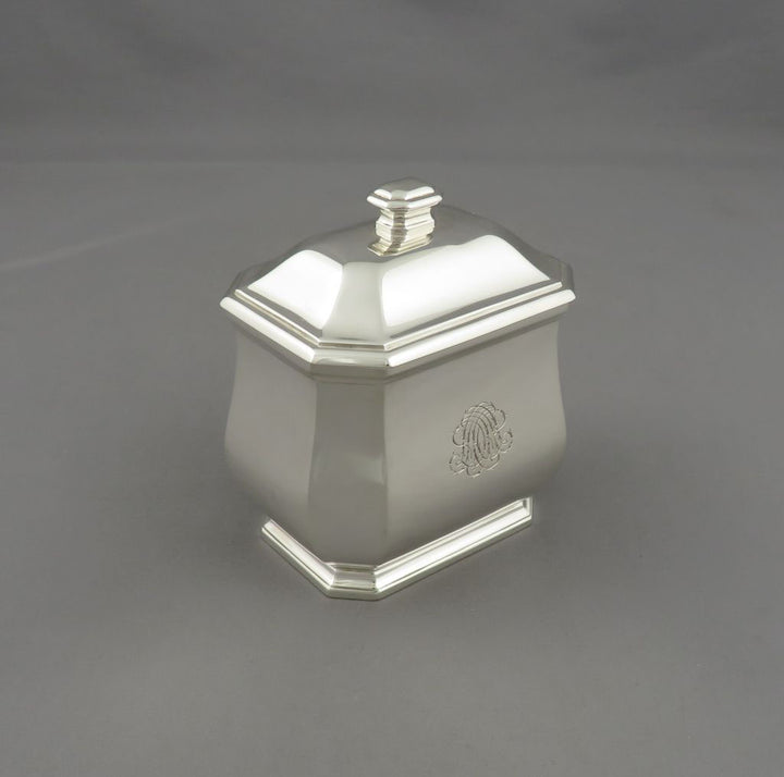 French 950 Silver Tea Caddy - JH Tee Antiques