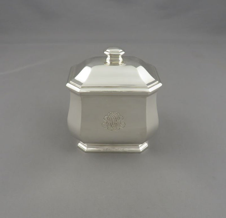 French 950 Silver Tea Caddy - JH Tee Antiques