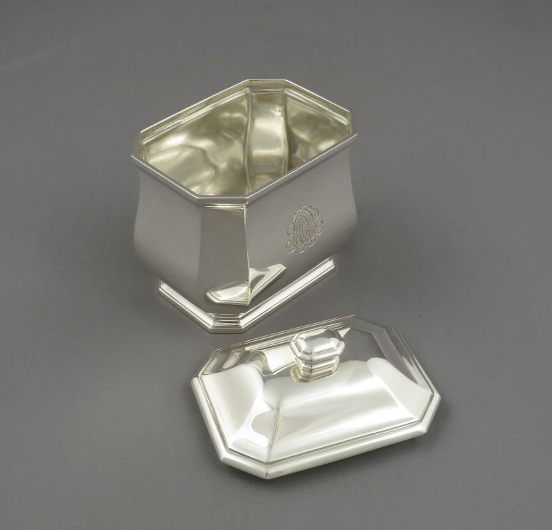 French 950 Silver Tea Caddy - JH Tee Antiques