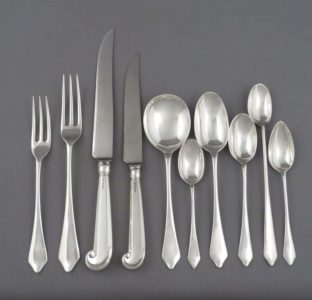 Garrard Sterling Silver Flatware Set for 12 - JH Tee Antiques