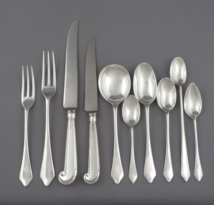 Garrard Sterling Silver Flatware Set for 12 - JH Tee Antiques