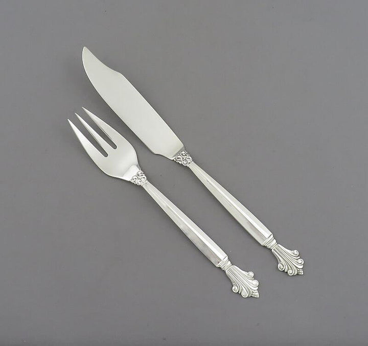 Georg Jensen Acanthus Pattern Fish Set for 8 - JH Tee Antiques