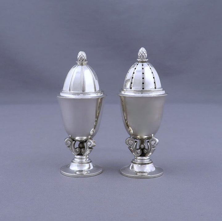 Georg Jensen Acorn Pattern Salt and Pepper - JH Tee Antiques