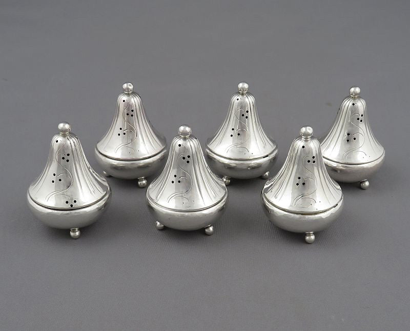 Georg Jensen Silver Salt and Pepper Shakers - JH Tee Antiques