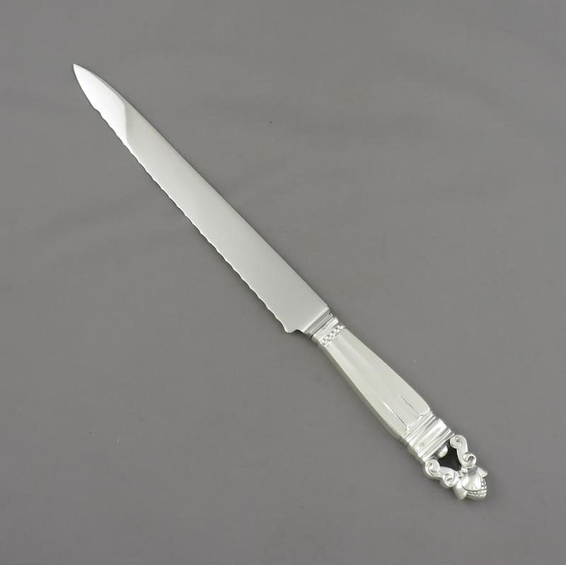 Georg Jensen Sterling Silver Acorn Bread Knife - JH Tee Antiques
