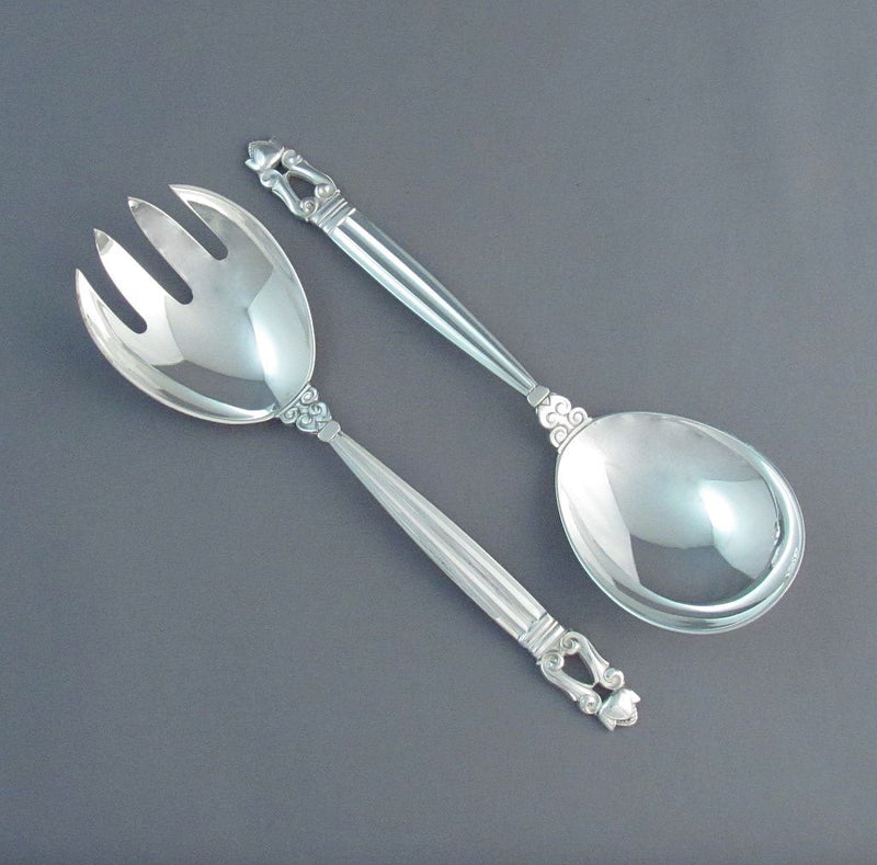 Georg Jensen Sterling Silver Salad Servers - JH Tee Antiques