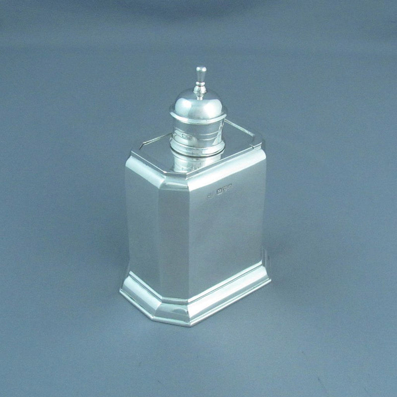 English Sterling Silver Tea Caddy - JH Tee Antiques