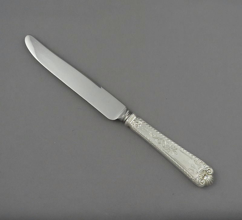 Birks George II Engraved Dinner Knife Straight French - JH Tee Antiques