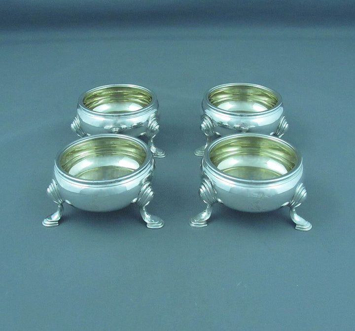 Set of Four George II Sterling Silver Salts - JH Tee Antiques
