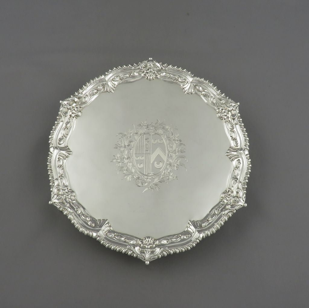George II Silver Salver by Ebenezer Coker - JH Tee Antiques