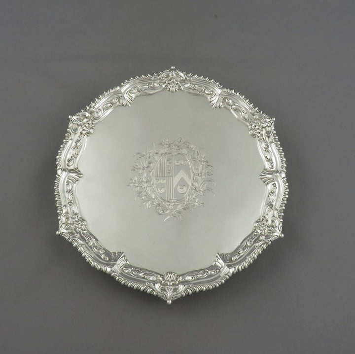 George II Silver Salver by Ebenezer Coker - JH Tee Antiques