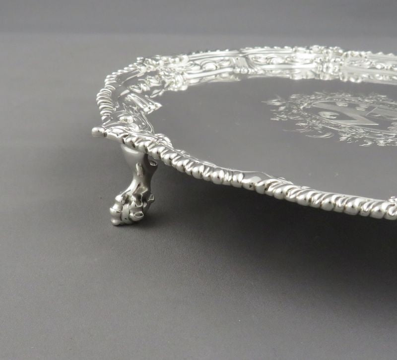 George II Silver Salver by Ebenezer Coker - JH Tee Antiques