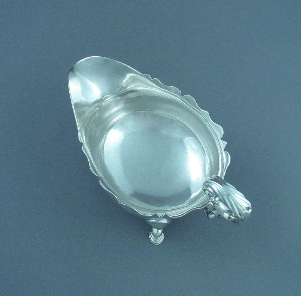 Pair of George II Silver Sauce Boats - JH Tee Antiques