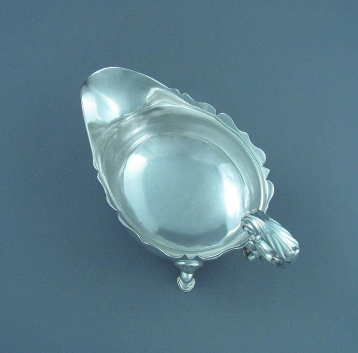 Pair of George II Silver Sauce Boats - JH Tee Antiques