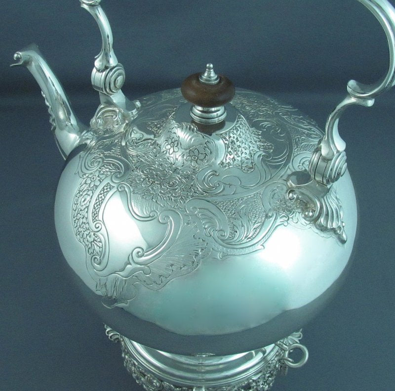 George II Style Silver Kettle - JH Tee Antiques